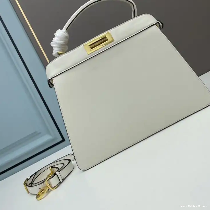 Cheap In Peekaboo Medium Bag Fendi Laether ISeeU White Nappa 0512